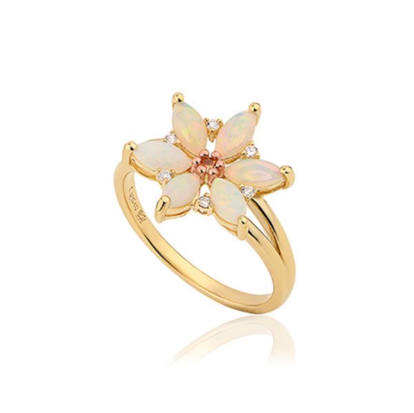 Clogau 9ct Yellow Gold Lady Snowdon Opal Ring Size N Allum