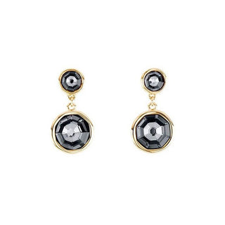 Uno de 50 Yellow Gold Plated 'Double Trouble' Drop Earrings with Swarovski Elements