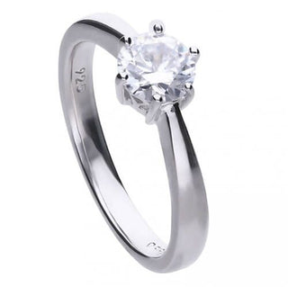 Diamonfire Silver 1.00ct Cz 6 Claw Solitaire Ring - Size M.5