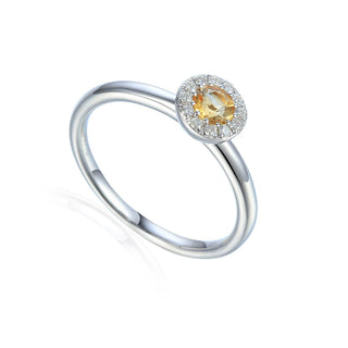 A&S Birthstone Collection 9ct White Gold Citrine November Ring