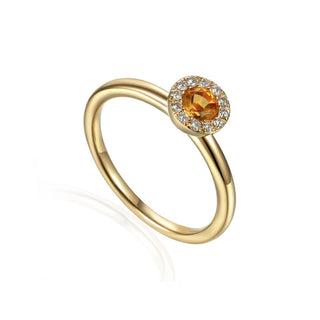 A&S Birthstone Collection 9ct Yellow Gold Citrine And Diamond November Birthstone Ring