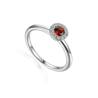 A&S Birthstone Collection 9ct White Gold Garnet And Diamond January Birthstone Ring