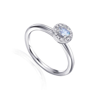 A&S Birthstone Collection 9ct White Gold Moonstone And Diamond June Birthstone Ring
