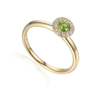 A&S Birthstone Collection 9ct Yellow Gold Peridot And Diamond August Birthstone Ring