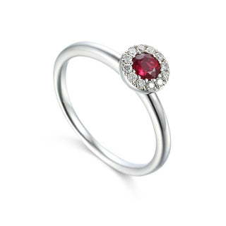 A&S Birthstone Collection 9ct White Gold Ruby And Diamond July Birthstone Ring