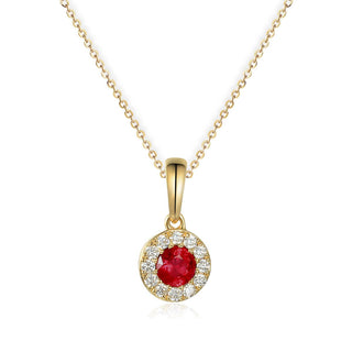 A&S Birthstone Collection 9ct Yellow Gold Ruby And Diamond July Birthstone Necklace
