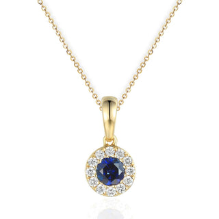 A&S Birthstone Collection 9ct Yellow Gold Sapphire And Diamond September Birthstone Necklace
