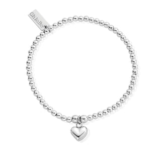 ChloBo Silver Cute Charm Puff Heart Bracelet