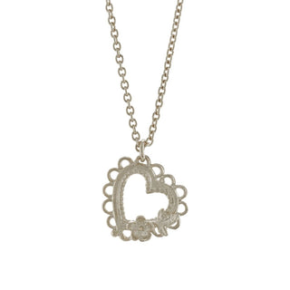 Alex Monroe Silver Lace Heart And Flowers Necklace