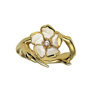 Shaun Leane Yellow Gold Vermeil Diamond Cherry Blossom Ring