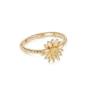 Daisy London Yellow Gold Plated English Daisy Rope Ring - Medium