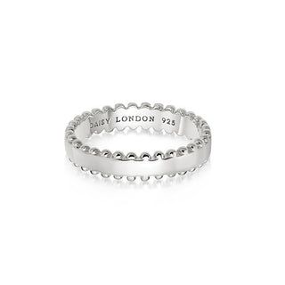 Daisy London Silver Stacked Beaded Band Ring - Small