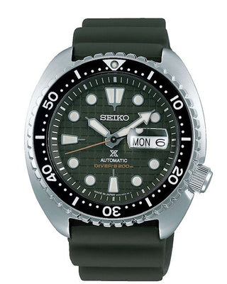 Seiko Prospex Gents Automatic Green Divers Watch With A Rubber Strap