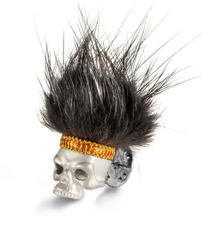 Deakin And Francis Silver Hairy Skull Lapel Pin