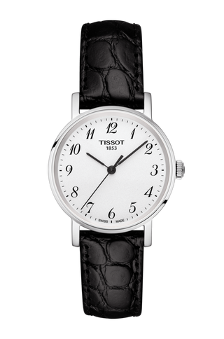 Tissot Everytime Small Watch With A Black Leather Strap