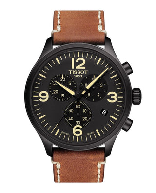 Tissot Gents Chrono Xl Watch With A Brown Leather Strap