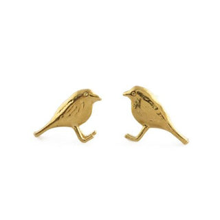 Alex Monroe Yellow Gold Plated Little Robin Stud Earrings