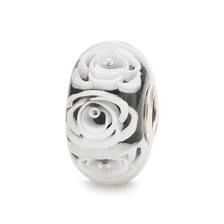 Trollbeads White Roses Glass Bead