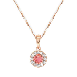 A&S Birthstone Collection 9ct Rose Gold Pink Tourmaline And Diamond October Birthstone Necklace