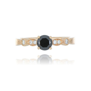 18ct Rose Gold 0.58ct Black Diamond Ring With Stone Set Shoulders