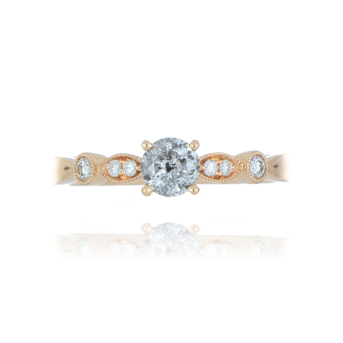 Fine Jewellery Jewellery 18ct Rose Gold 0.49ct Salt And Pepper Diamond Solitaire With Diamond Set Shoulders 0101792