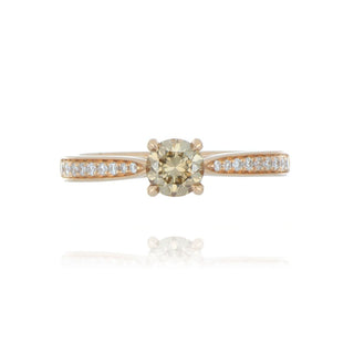 18ct Rose Gold 0.52ct Coffee Diamond Solitaire With Stone Set Shoulders