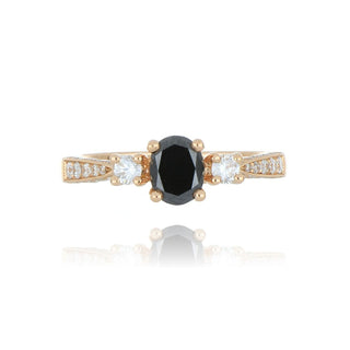 18ct Rose Gold 0.58ct Black Diamond 3 Stone Ring With Stone Set Shoulders