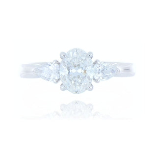 Platinum 1.00ct Oval Cut Diamond 3 Stone Ring