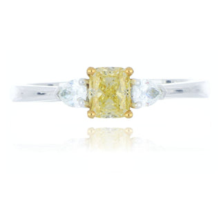 Platinum 0.82ct Yellow Diamond 3 Stone Ring