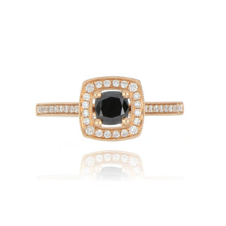 18ct Rose Gold 0.60ct Black Diamond Cluster Ring With Stone Set Shoulders