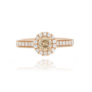 18ct Rose Gold 0.52ct Cognac Diamond Cluster Ring With Stone Set Shoulders