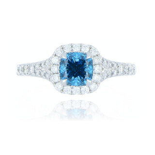 Platinum 1.00ct Enhanced Blue Diamond Cluster Ring