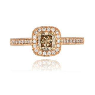 18ct Rose Gold 0.56ct Cognac Diamond And White Diamond Cluster Ring