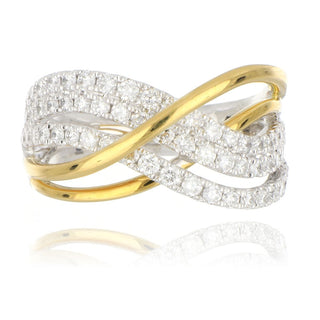 Platinum And 18ct Yellow Gold 0.86ct Diamond Crossover Ring