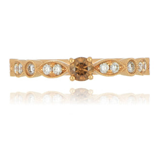 18ct Rose Gold 0.19ct Natural Champagne Diamond Ring With Stone Set Shoulders