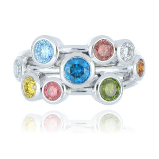 Platinum 1.62ct Multi Coloured Diamond Scatter Ring
