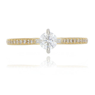 A&s Engagement Collection 18ct Yellow Gold 0.34ct Diamond Ring With Stone Set Shoulders