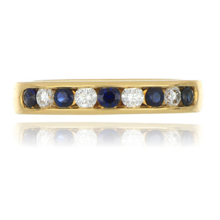 18ct Yellow Gold 0.35ct Sapphire And Diamond Half Eternity Ring