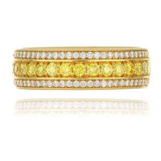 18ct Yellow Gold 0.75ct Yellow Sapphire And Diamond Half Eternity Ring