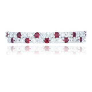 18ct White Gold 0.26ct Diamond And Ruby Half Eternity Ring