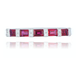 18ct White Gold 0.53ct Ruby And Diamond 5 Stone Ring