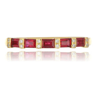 18ct Yellow Gold 0.49ct Ruby And Diamond 5 Stone Ring