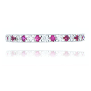 18ct White Gold Ruby And Diamond Half Eternity Ring