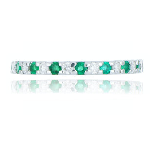 9ct White Gold Emerald And Diamond Half Eternity Ring