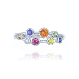 Platinum 0.53ct Rainbow Sapphire Scatter Ring
