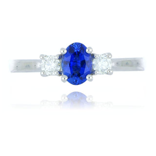 Platinum 0.68ct Sapphire And Diamond 3 Stone Ring