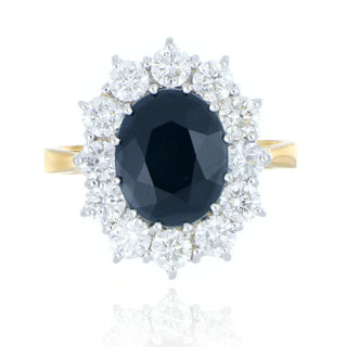18ct Yellow Gold 5.73ct Sapphire And Diamond Cluster Ring