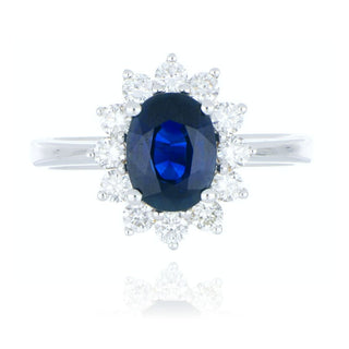 18ct White Gold 1.45ct Sapphire And Diamond Cluster Ring