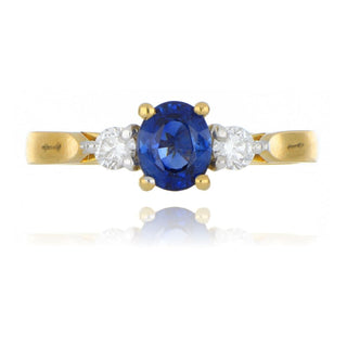 18ct Yellow Gold 0.82ct Sapphire And Diamond 3 Stone Ring