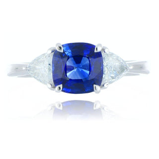 Platinum 1.84ct Sapphire And Diamond 3 Stone Ring